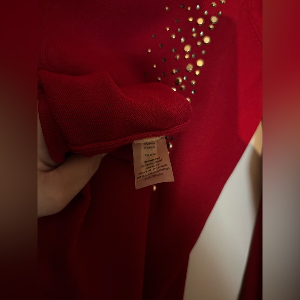 Calvin Klein Scarlet Dress with Metallic Details - Picture 7 of 10